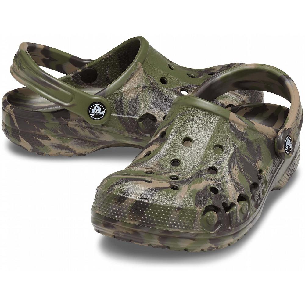 Green Men's Crocs Baya Marbled Clogs | NZ 0780MQZA